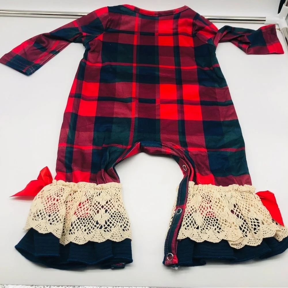 Girls Red Nose Reindeer Baby Romper